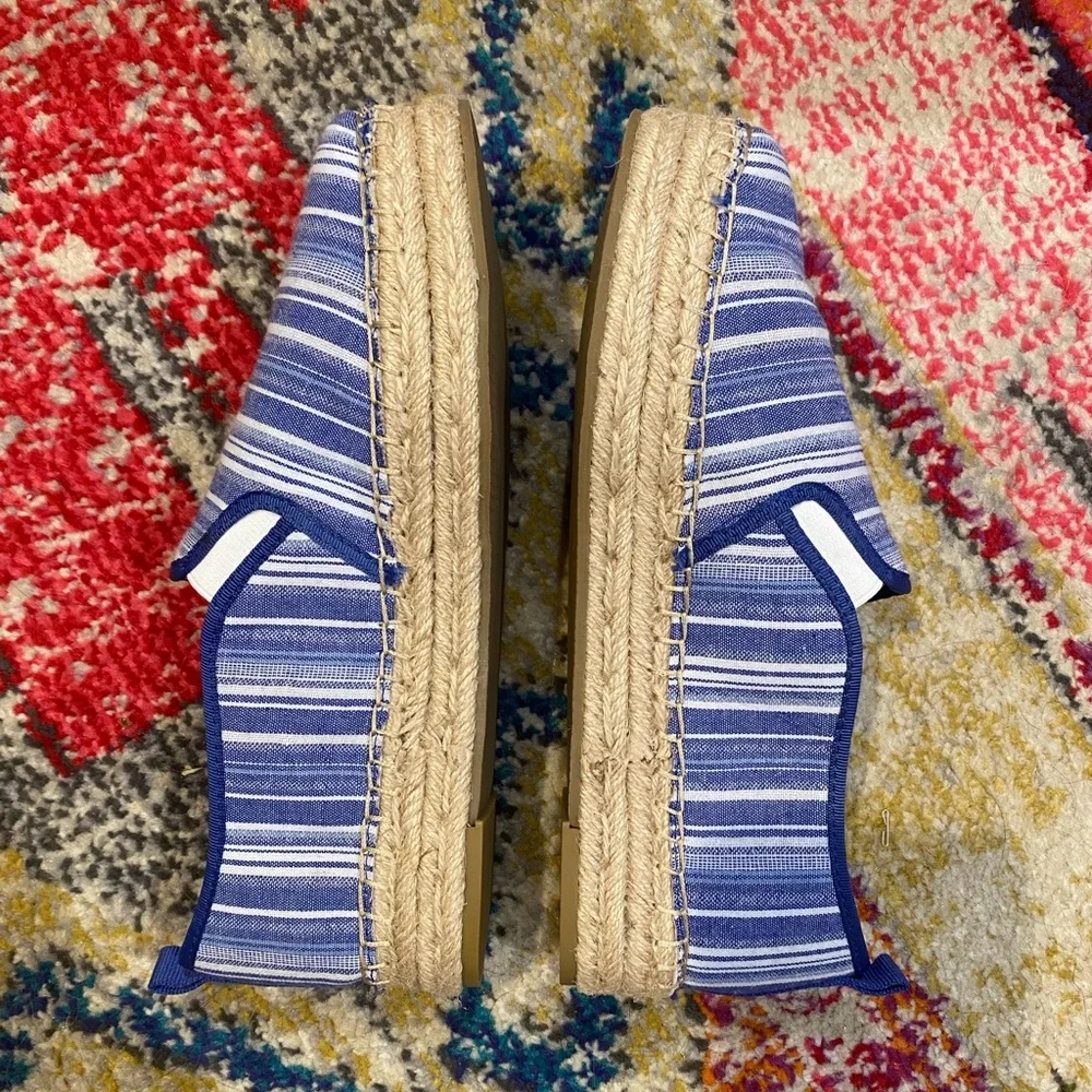 J. McLaughlin Blue and White Striped Espadrilles